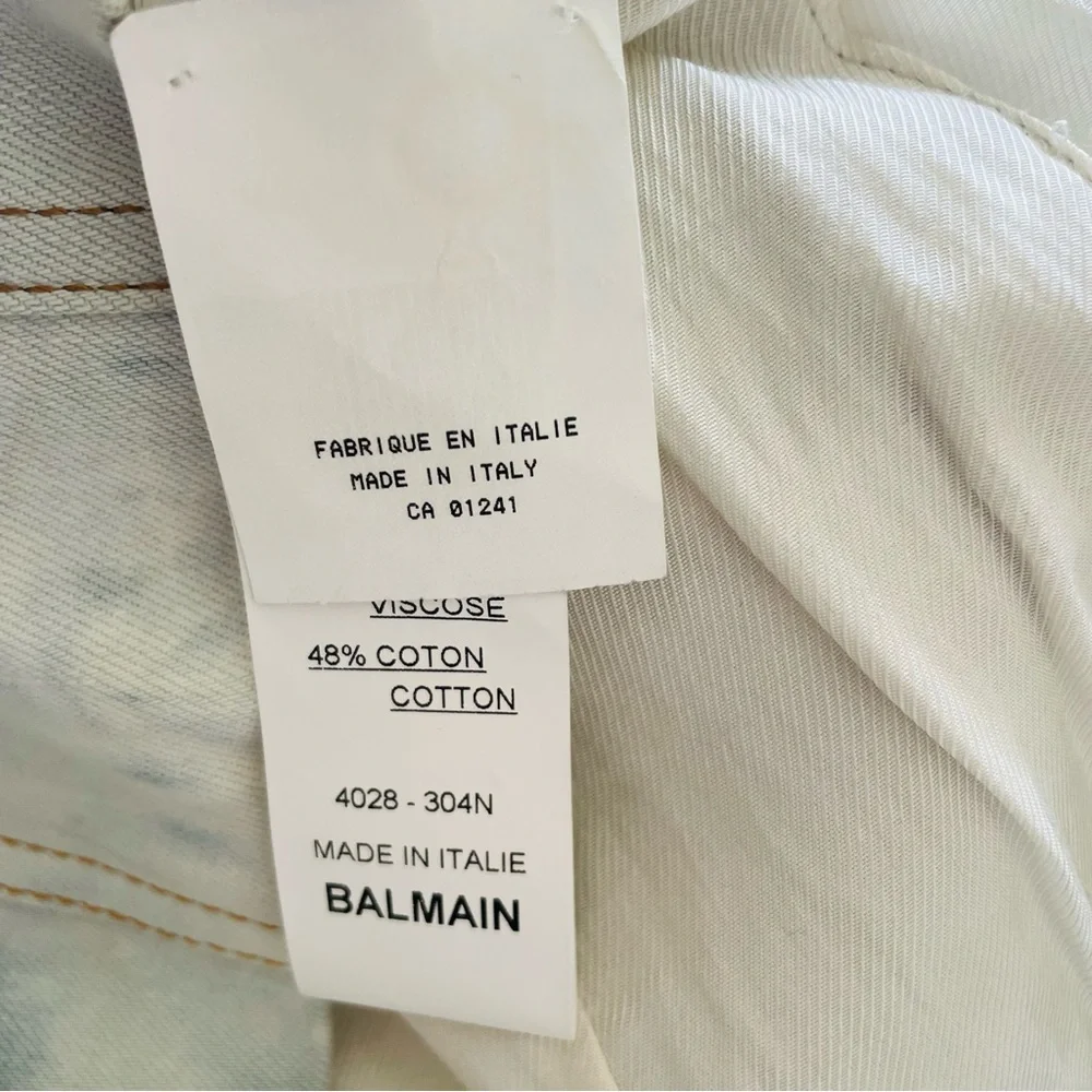 Balmain Paris EU SIZE 42 denim tiedye button mini skirt